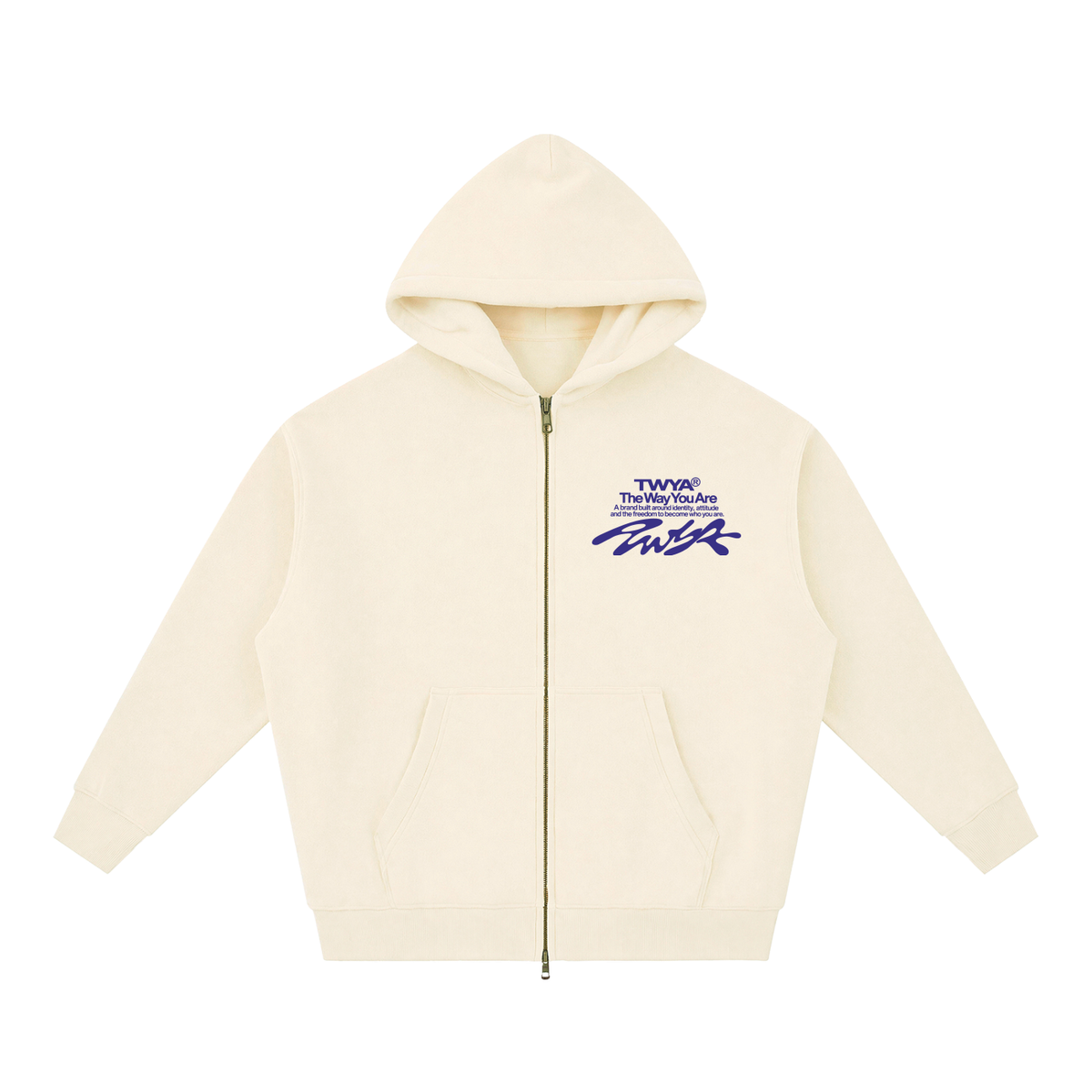 TWYA CODE ZIP HOODIE - BEGE- FRONT