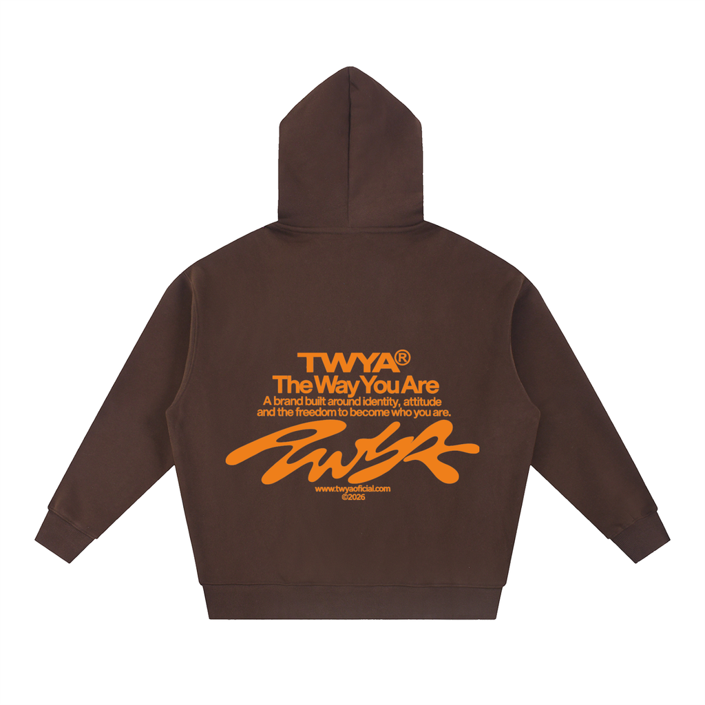 TWYA CODE ZIP HOODIE - BROWN - BACK